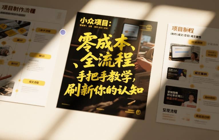 小众项目：零成本、全流程（制作-成交-变现）手把手教学，刷新你的认知【网赚课程】-木叔脚本